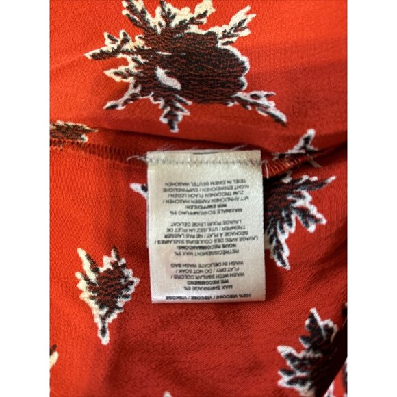 GANNI Rosemary Coral Red Pleated Flowers Floral Tiered Ruffle Summer Dress Sz XS - Picture 8 of 16